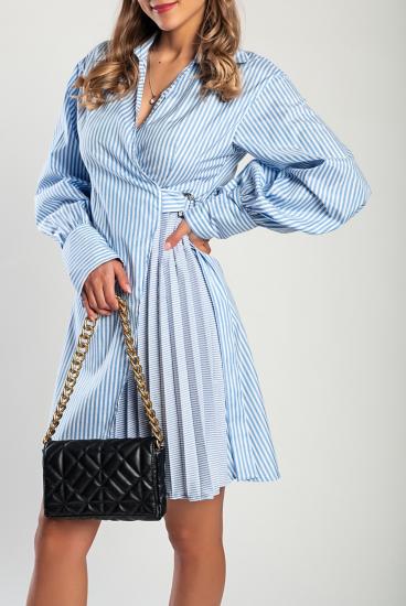 Mini abito con stampa a righe, di colore azzurro