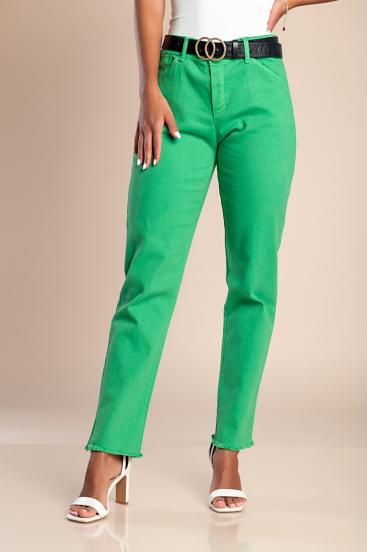 Pantaloni slim fit in cotone, verde