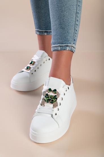 Sneaker fashion con dettagli decorativi, colore bianco/verde