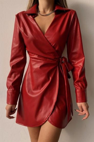 Mini abito elegante in ecopelle con chiusura pieghevole Pellita, rosso