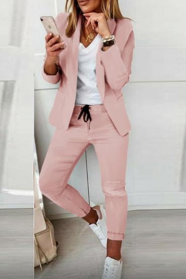 Completo di pantaloni e blazer elegante Estrena, rosa antico