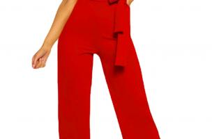 Tuta fashion con ampi pantaloni lunghi e maniche corte  Nelia, rossa