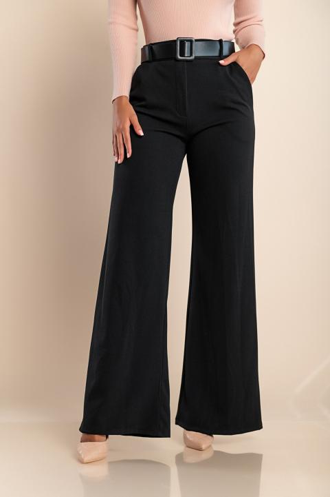 Elegante pantalone lungo con cintura Solarina, nero