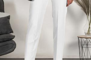 Pantaloni eleganti lunghi con pantalone dritto Tordina, bianco