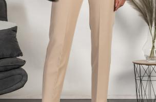 Pantaloni eleganti lunghi con pantalone dritto Tordina, beige