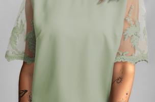 Magletta da donna con maniche trasparenti Jurana, verde