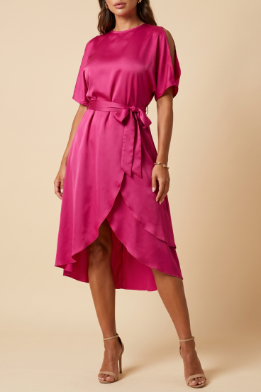 Elegante abito midi con cut-out Thiena, fucsia