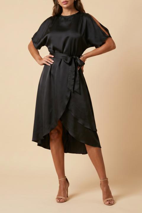 Elegante abito midi con cut-out Thiena, nero