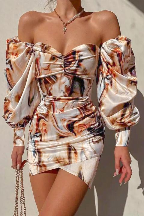 Elegante mini abito con stampa  Giordanna, beige