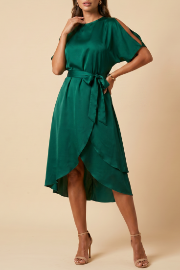 Elegante abito midi con spacchi Thiena, verde