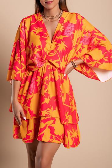 Elegante mini abito con stampa Amasena, arancio