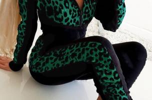 Tuta con stampa leopardata Segovia, verde