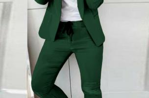 Completo pantalone e blazer elegante Estrena, verde scuro
