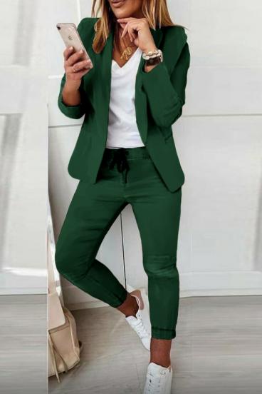 Completo pantalone e blazer elegante Estrena, verde scuro