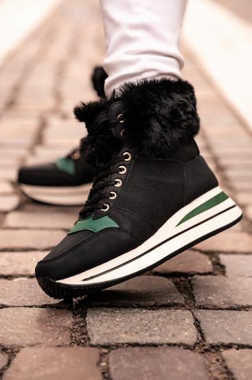 Sneakers in ecopelle e tessuto Teula, colore nero