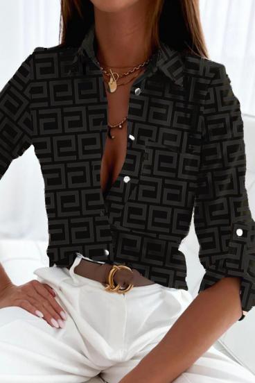 Blusa elegante con stampa geometrica  Lavlenta, nera
