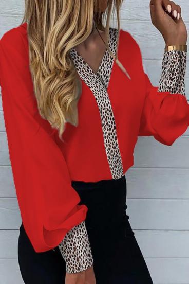 Blusa elegante con stampa leopardata Polina, rossa
