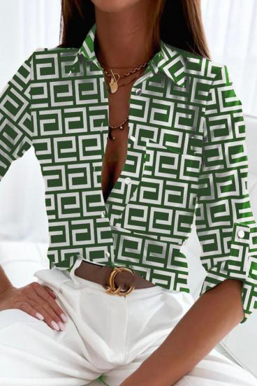 Blusa elegante con stampa geometrica Lavlenta, verde