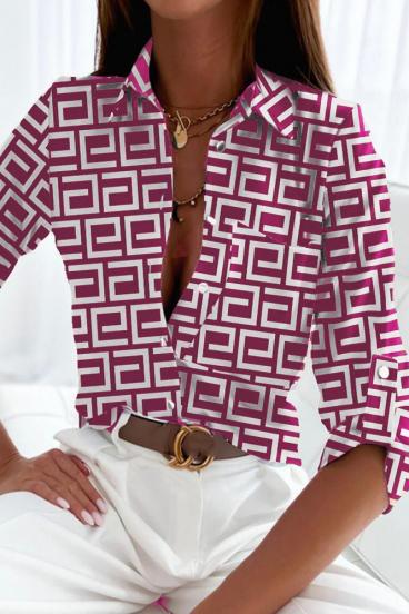 Blusa elegante con stampa geometrica Lavlenta, fucsia