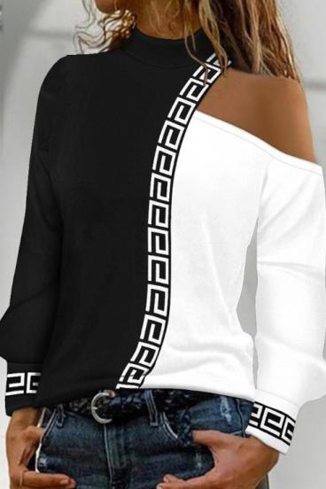 Maglietta con stampa geometrica Nelyna, bianco e nero