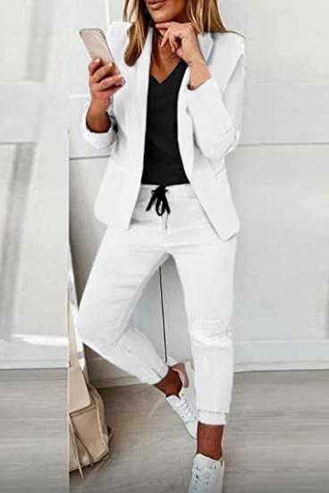 Completo di pantaloni e blazer elegante Estrena, bianco