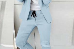 Completo giacca pantalone elegante Estrena, azzurro