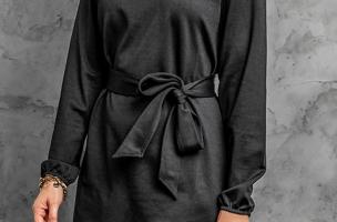 Mini abito elegante con maniche larghe Ortona, nero