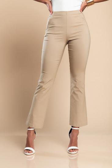 Pantalone lungo elegante con pantalone a zampa, beige