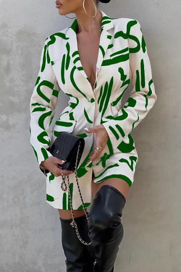 Mini abito elegante con stampa, verde