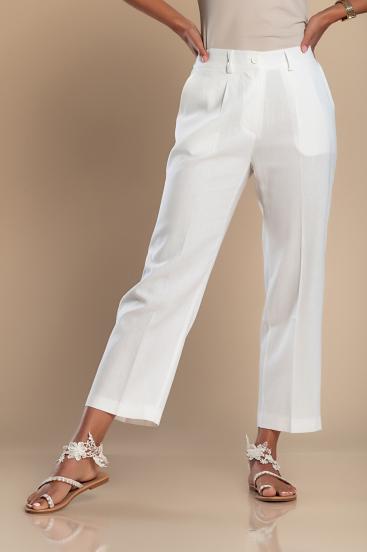 Pantaloni eleganti in lino, bianchi