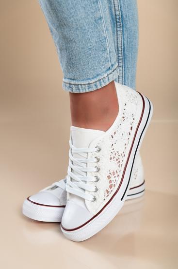 Sneakers alla moda con tomaia in pizzo, colore bianco