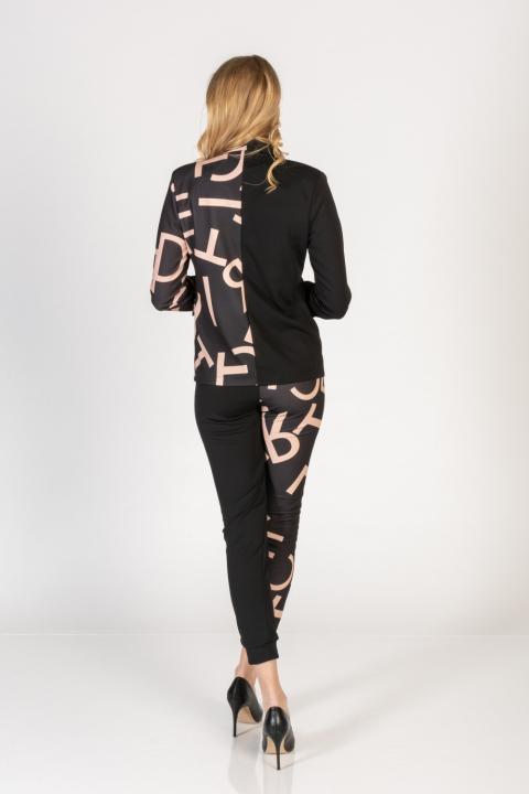 Completo di pantaloni e blazer elegante con stampa a lettere Estrena, nero