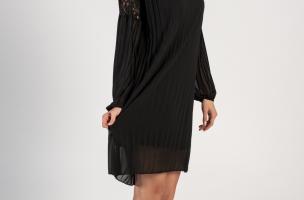 Elegante mini abito plissettato Cremona, nero