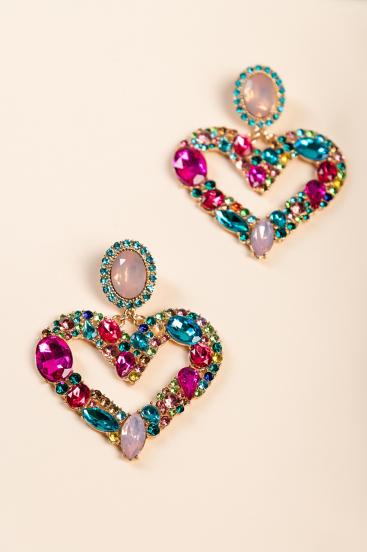 Eleganti orecchini a forma di cuore, ART354, colore argento
