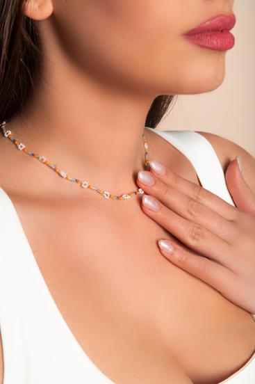 Collana di perle di vetro multicolori, ART482, multicolore