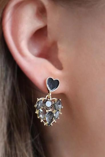 Eleganti orecchini a forma di cuore, ART369, neri