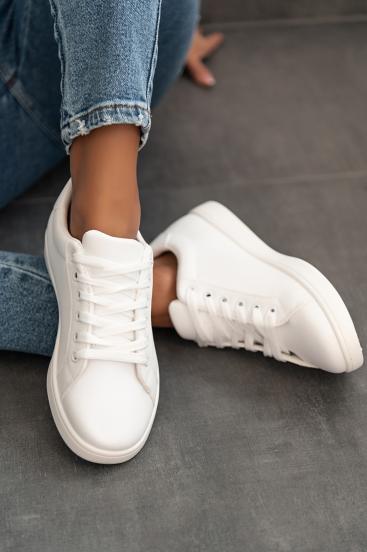 Sneaker moda con suola piatta, 88071, bianco