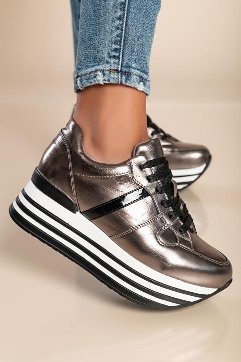 Sneakers moda in ecopelle, V7YD250071, grigio scuro