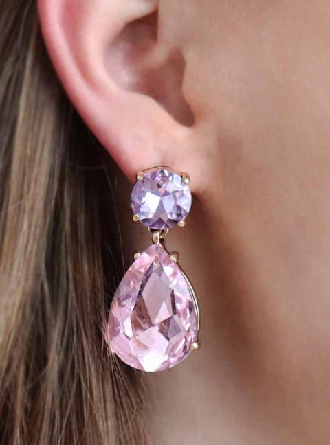 Eleganti orecchini lampadario, ART358, rosa