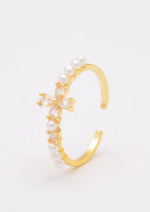 Anello con perle finte, ART569, colore oro