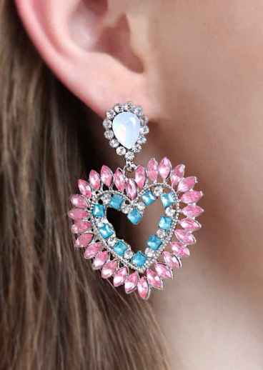 Eleganti orecchini con strass, rosa