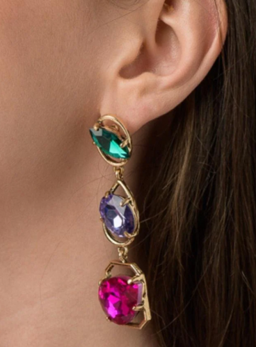 Eleganti orecchini con diamanti decorativi, multicolori