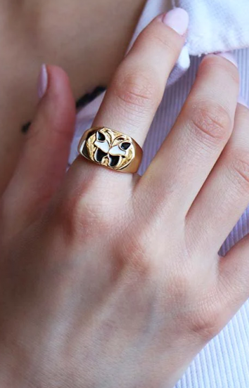 Elegante anello con motivo farfalla, colore oro