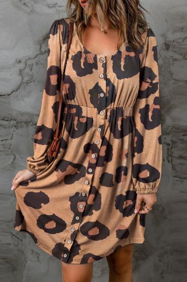 Mini abito con stampa leopardata, leopardato