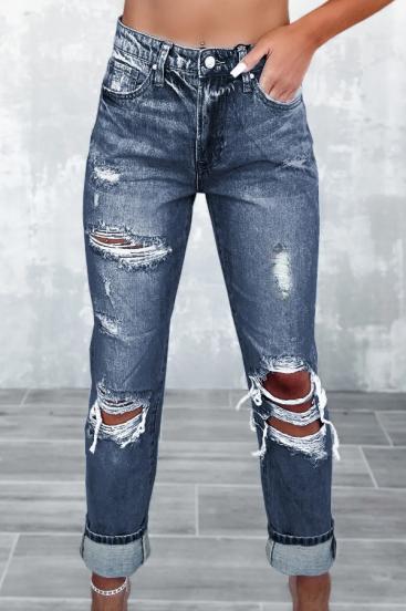 Jeans con dettagli strappati, blu