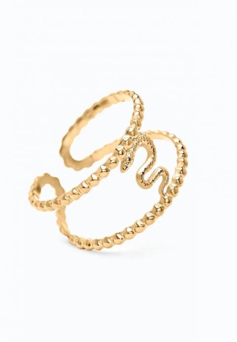 Elegante anello con motivo serpente, colore oro