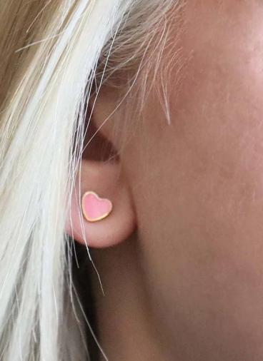 Mini orecchini a forma di cuore, colore rosa