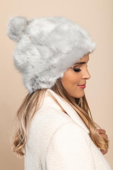 Cappello invernale con pelliccia sintetica, grigio chiaro