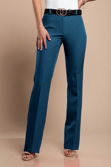 Pantaloni eleganti lunghi con gamba dritta,  blu petrolio
