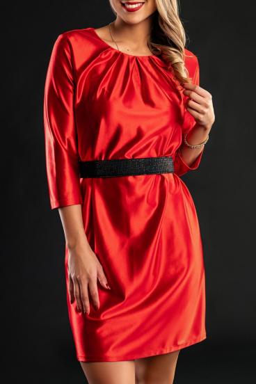 Mini abito elegante in simil raso, rosso